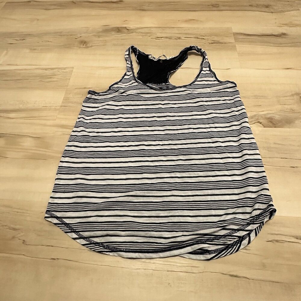 Michael Stars Women‎ OSFM Tank Racerback Cotton Blend Striped White Navy